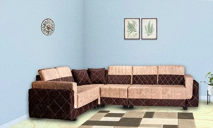 VIVDeal Lutin Beige L Corner Sofa Set